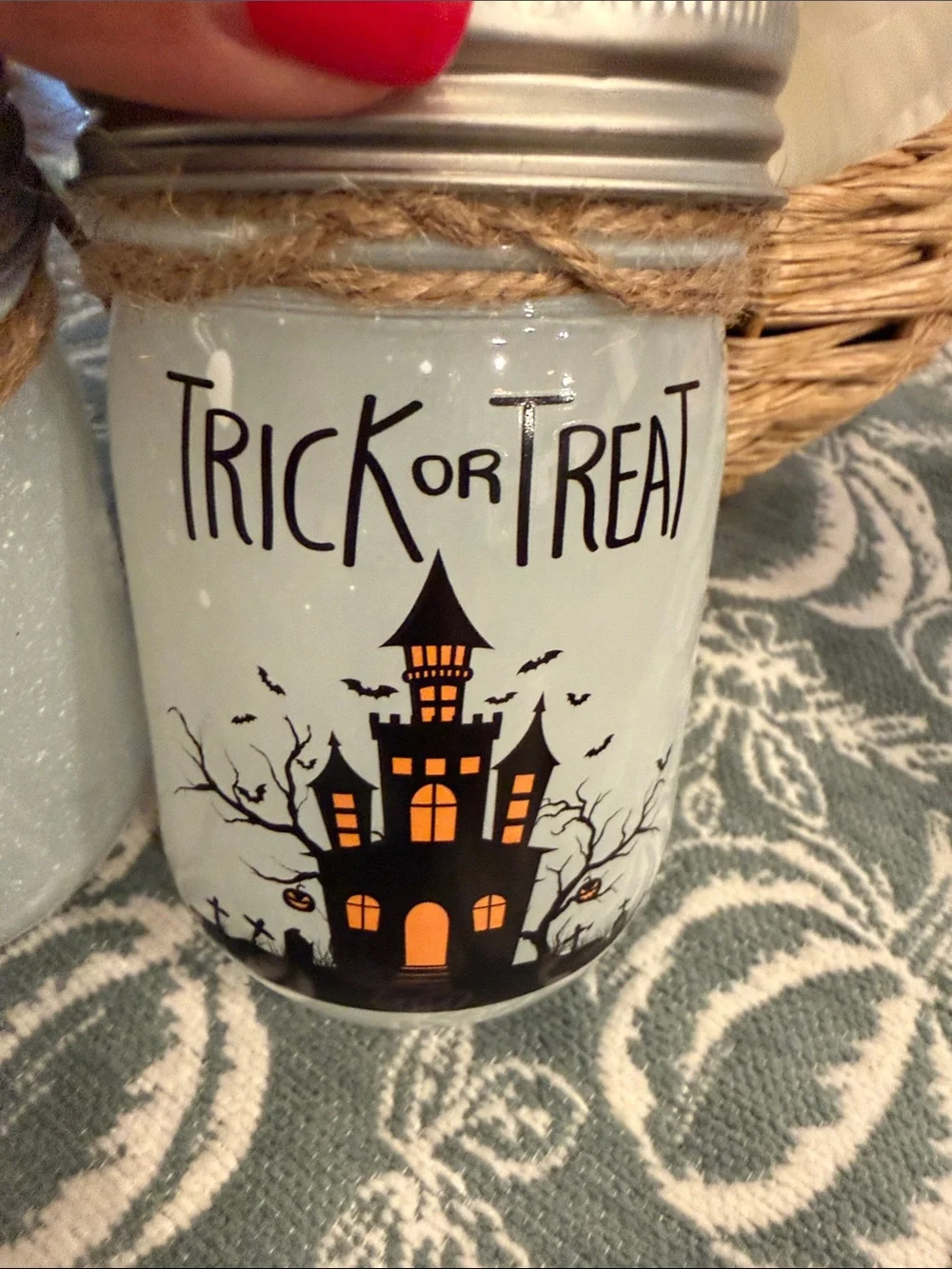 RESERVED 💜Halloween Mason Jar String Light Set - 3 jars